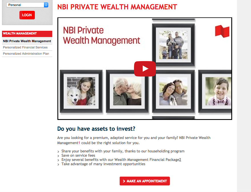 Landing pages for financial services - NBI Wealth Management